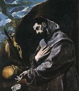 GRECO, El St Francis Praying oil on canvas